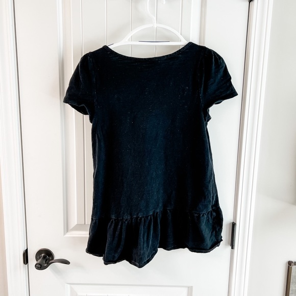 Leifnotes Black Terry Cloth Short Sleeve Peplum Top Size Small - Picture 3 of 6